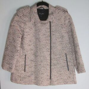 Hobbs London Womens Size 10 Zip Front Blazer Jacket Textured Orange 3/4 Sleeve